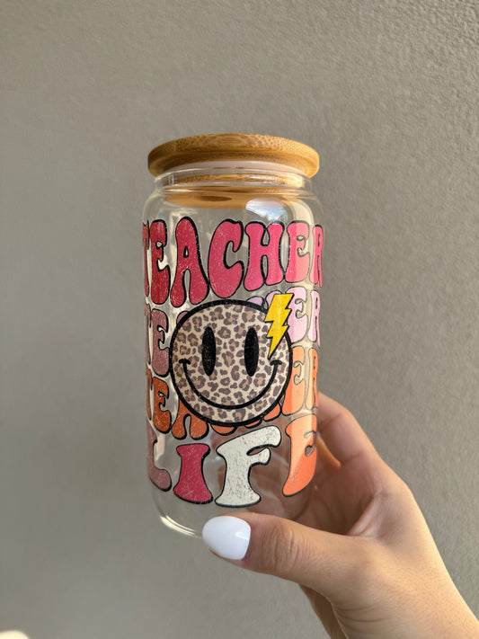 Teacher Life 16oz Glass Tumbler