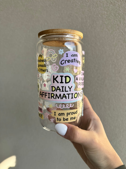 Kid Daily Affirmations 16oz Glass Tumbler